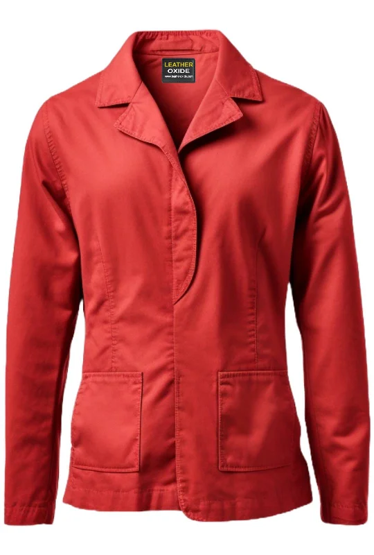 Contemporary Chic Red Cotton Jacket