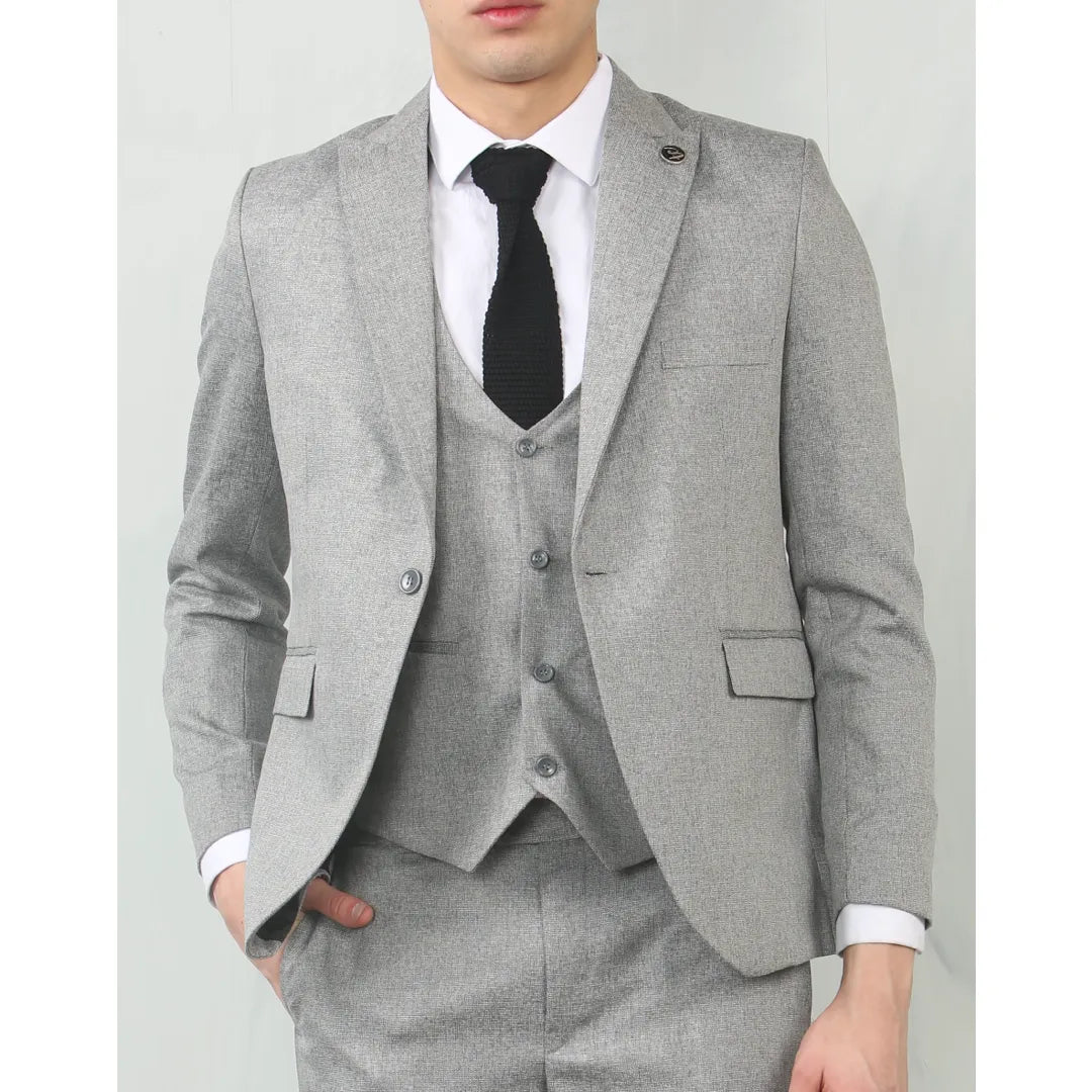 Structured Fashion IM200 - Men's Grey Tailored Fit Wedding 3 Piece Suit