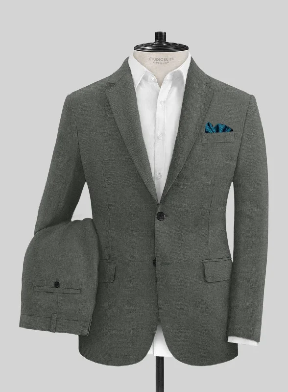 Vintage Chic Italian Prato Gray Linen Suit