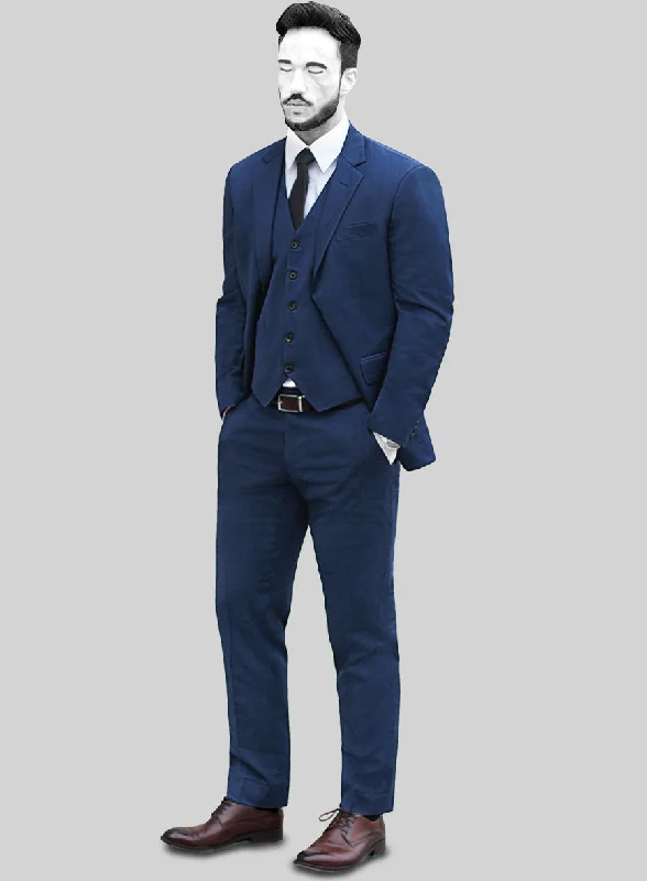 Casual Chic Napolean Persian Blue Wool Suit