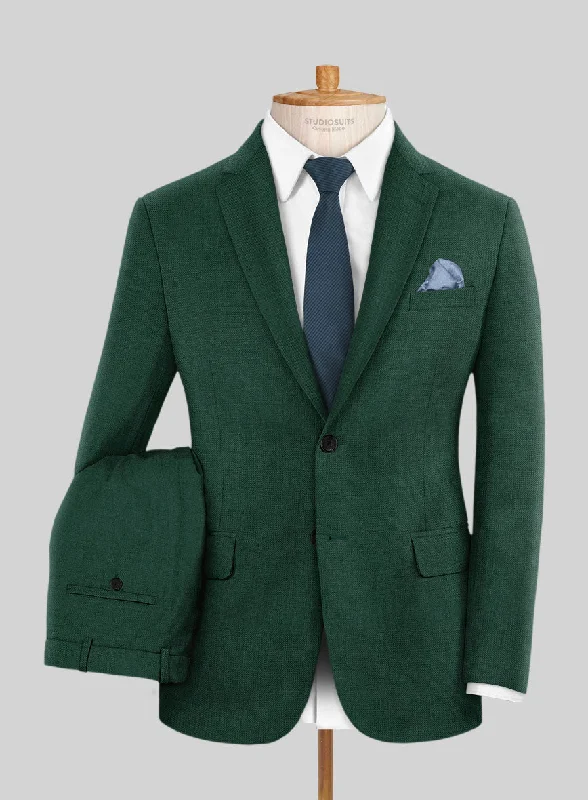 Sleek Outfit Marco Stretch Emerald Green Wool Suit