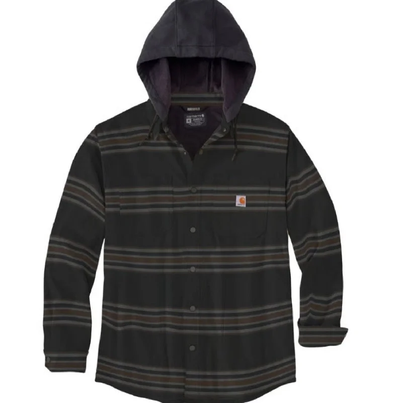 Minimal Urban Carhartt Men's Flannel Fleece-Lined Snap Hooded Shirt Jac