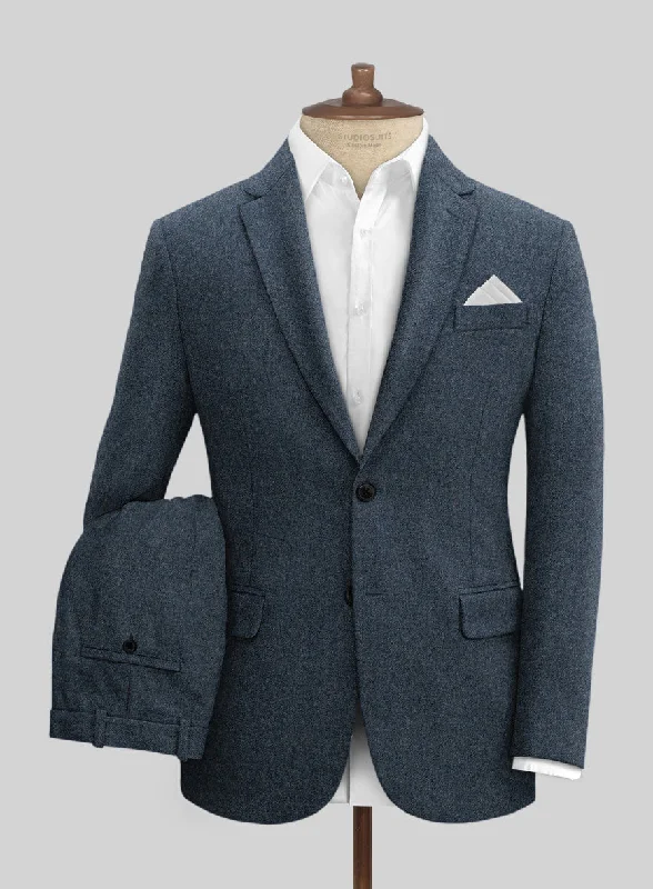 Eccentric Style Light Weight Bond Blue Tweed Suit