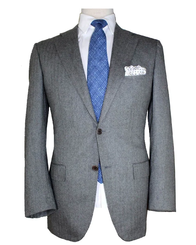 Graphic Streetwear Kiton Sport Coat Gray 2 Button Herringbone Cashmere EUR 50/ US 40 R REDUCED SALE