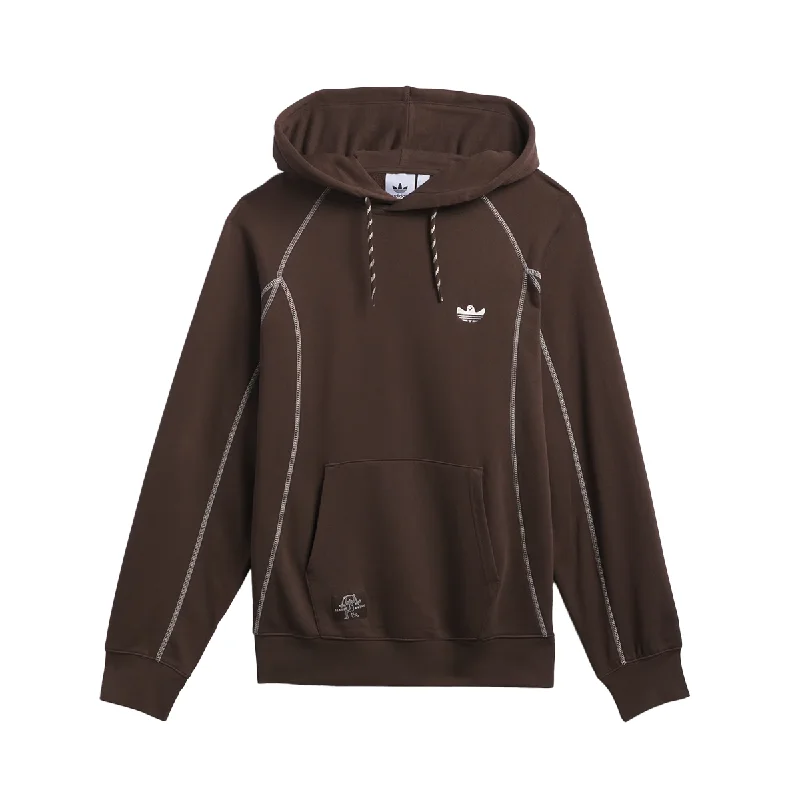 Cyber Style Adidas Schmoofoil Featherweight Hoodie - Dark Brown / Core White