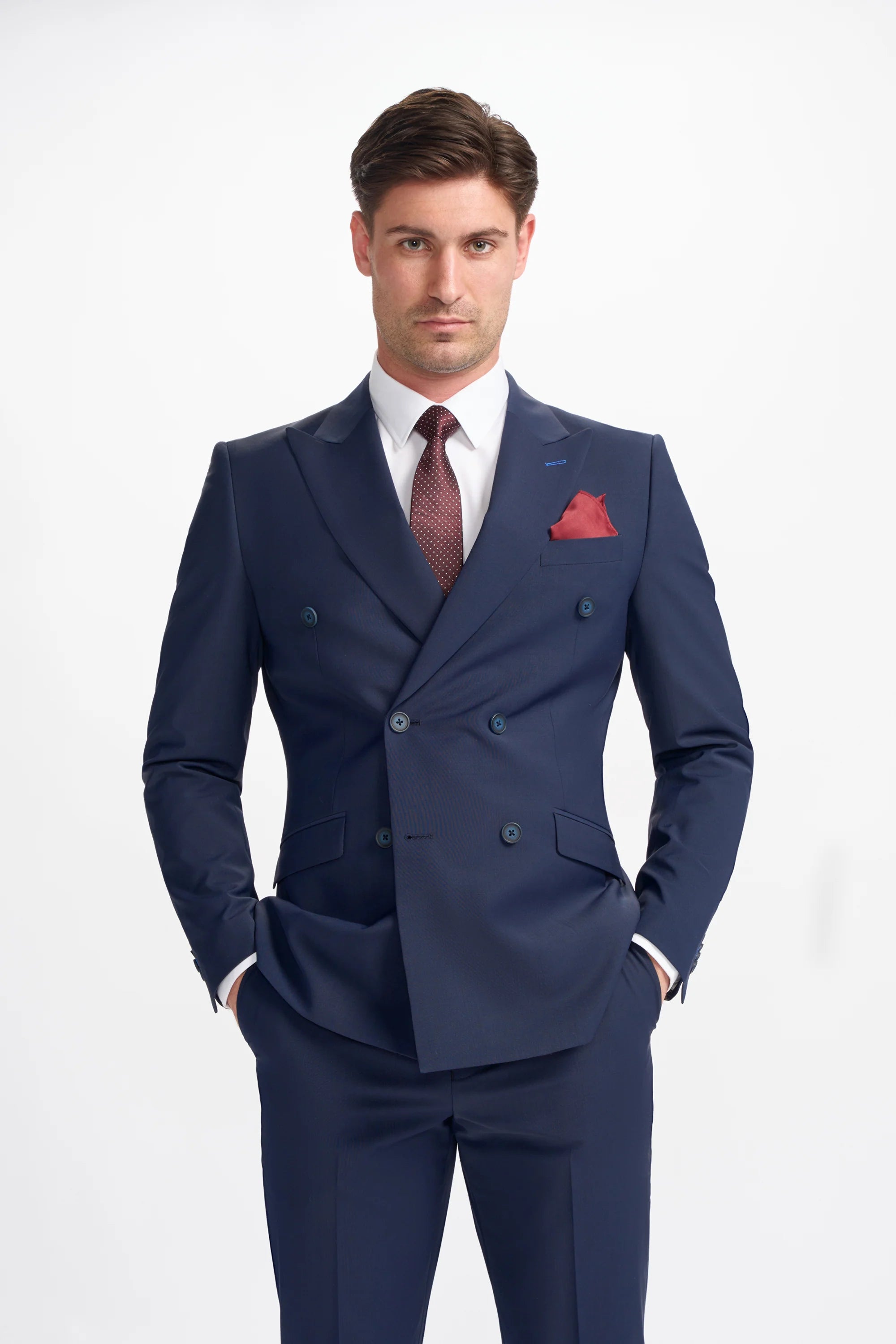 Retro Grunge Bond - Men's Navy 2 Piece Double Breasted Suit