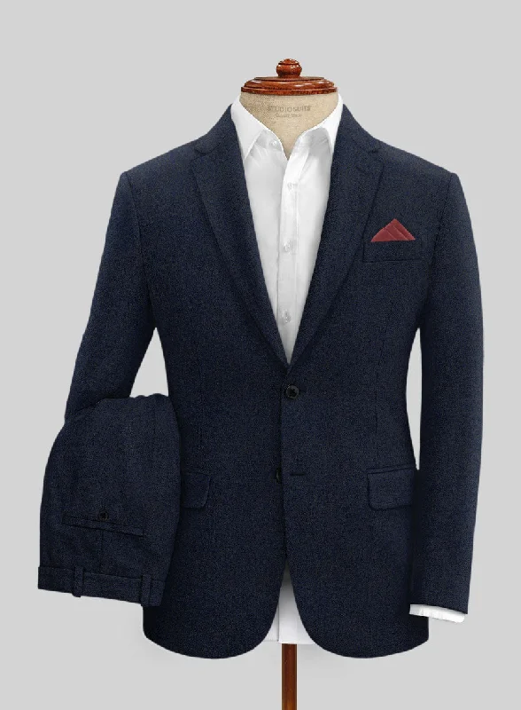 Bohemian Outfit Light Weight Melange Dark Blue Tweed Suit