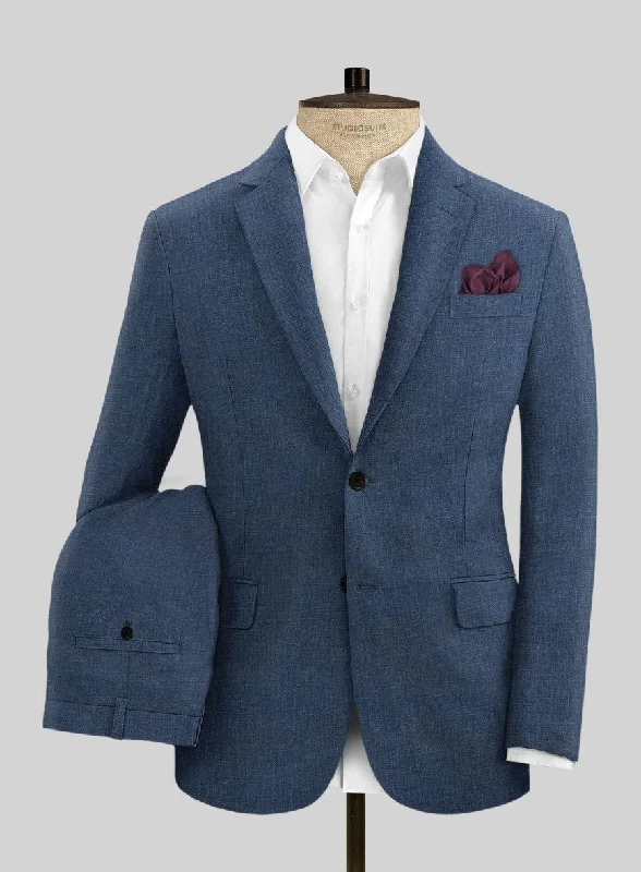 Fashionable Basics Italian Prato Indigo Blue Linen Suit