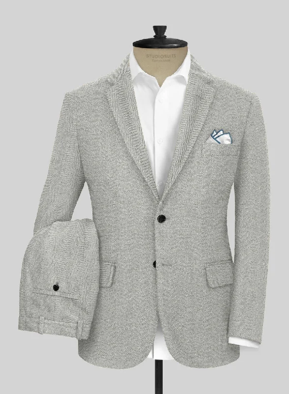 Classic Denim Naples Wide Herringbone Light Gray Tweed Suit