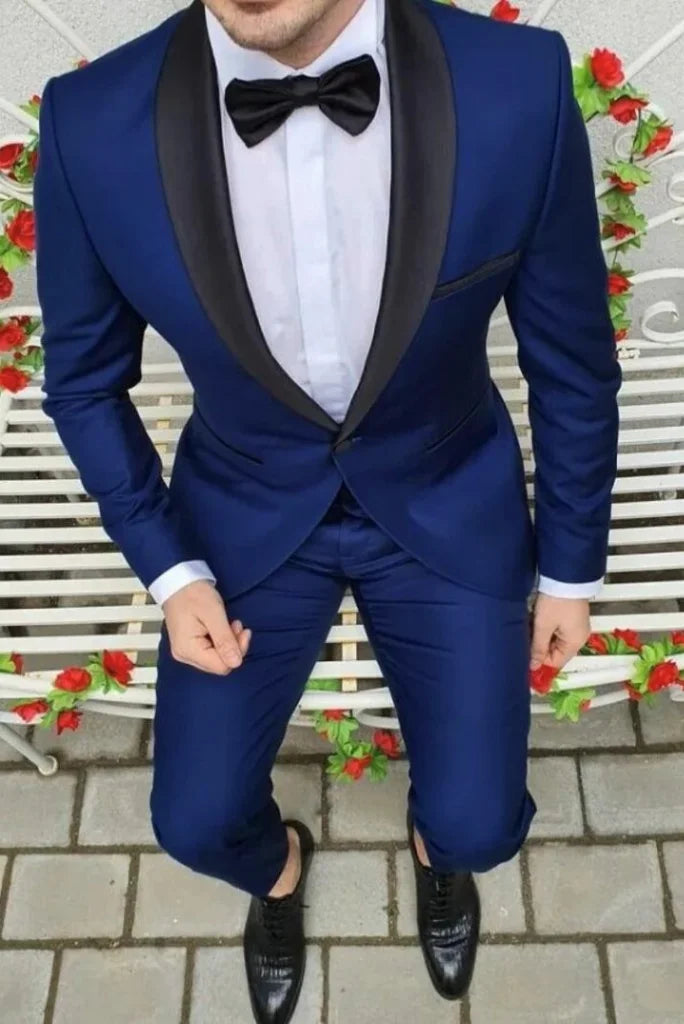 Retro Aesthetic Men Royal Blue Tuxedo Suit Wedding Suit Slim Two Piece Suit Party Wear Suits Bespoke Tailoring