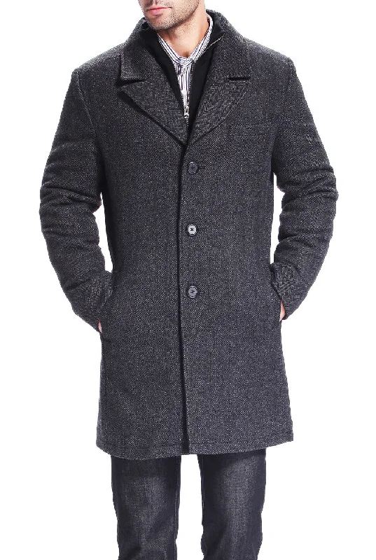 Modern Sophistication BGSD Men Derek Herringbone Wool Blend Bibbed Walking Coat