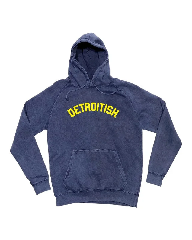 Relaxed Streetwear Ink Detroit Detroitish Mineral Wash Hoodie - Maize & Blue