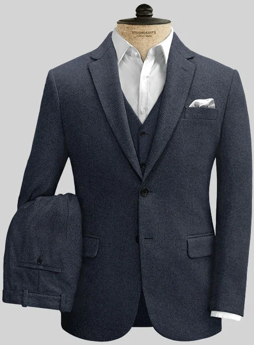 High Fashion Blue Heavy Tweed Suit