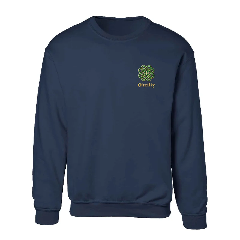 Y2K Outfit Celtic Clover Knot Embroidered Personalized Sweatshirt- Navy