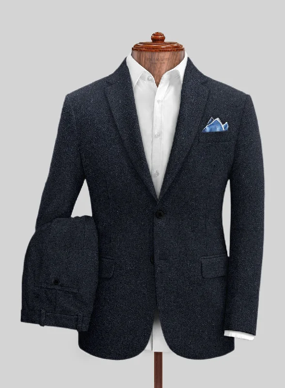 Heritage Style Deep Blue Herringbone Tweed Suit