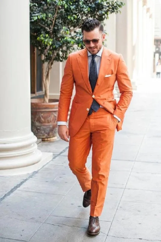 Parisian Style Men's Orange Stylish Wedding Suit, Dinner Suit , Party Suit, Groomsmen Suit, Slim Fit Suit, Gift For Men