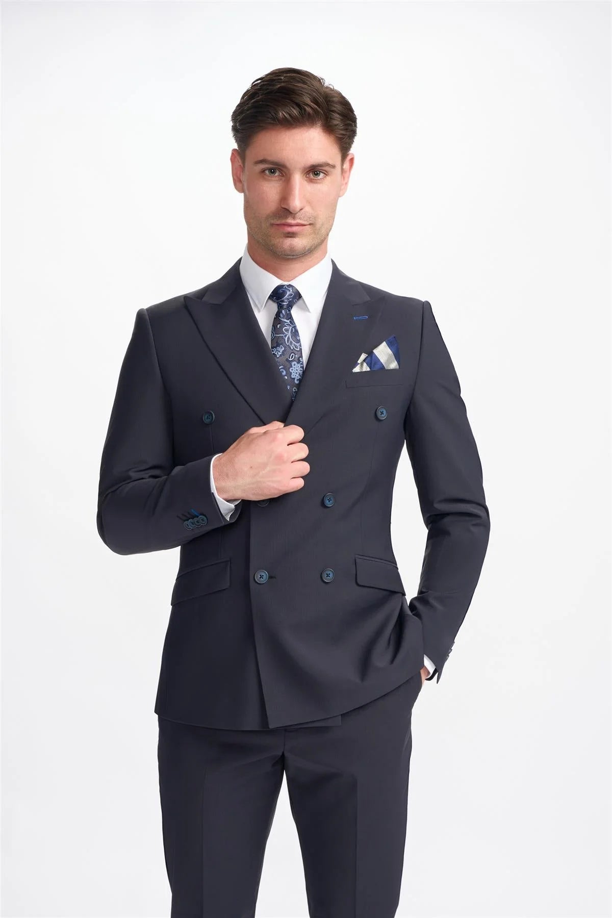 Casual Layering Bond - Men's Dark Navy 2 Piece Double Breasted Suit