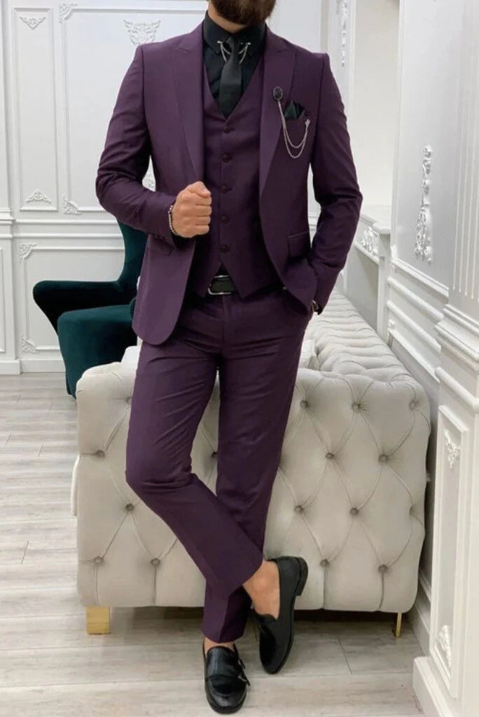 Rugged Style Men purple suit beach wedding suit groom wear suit prom suit for men groomsmen suit party wear suit summer wedding suit dinner suit