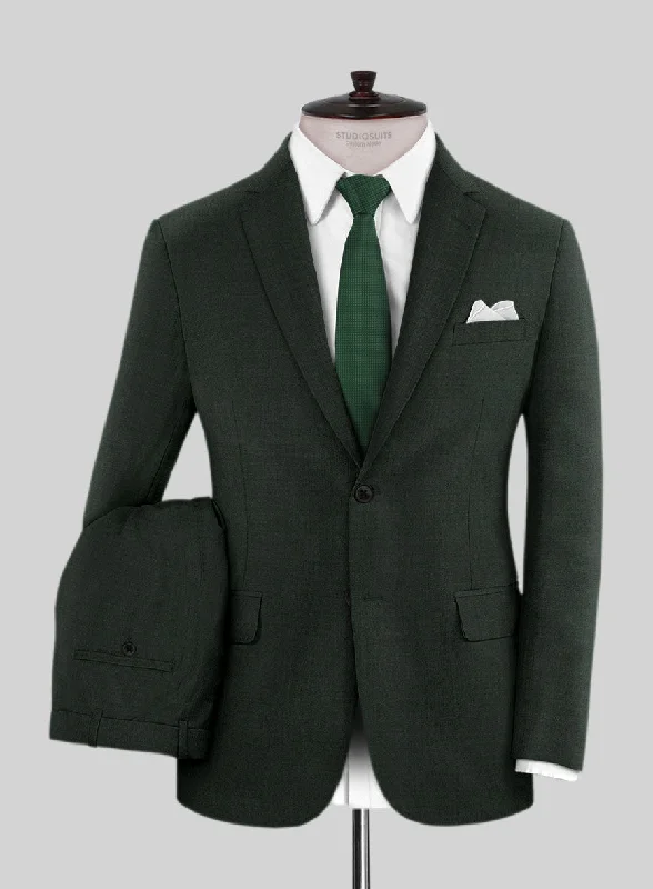 Soft Aesthetic Scabal Dark Green Wool Suit