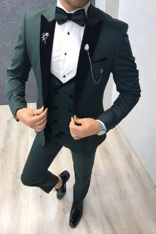 Sleek Tailoring Men Suits 3 Piece, Green Suits For Men, Slim fit Suits, One Button Suits, Tuxedo Suits, Wedding Groom Suit, Bespoke For Men