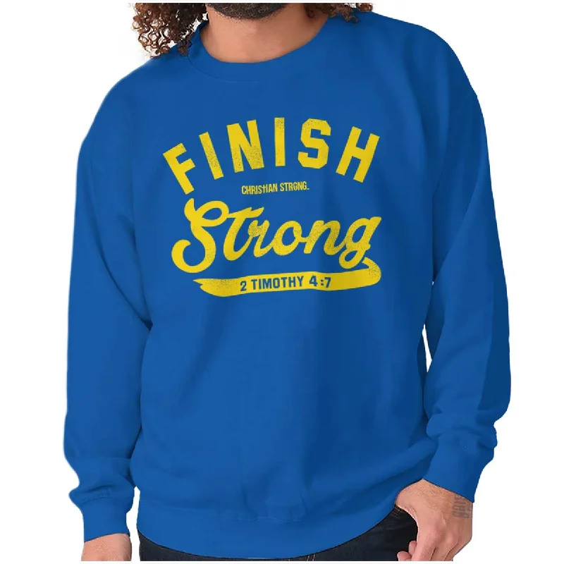 Contemporary Tailoring Finish Strong Scripture Crewneck Sweatshirt