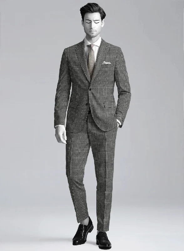 Sporty Chic Napolean Porter Prince Of Wales Gray Wool Suit