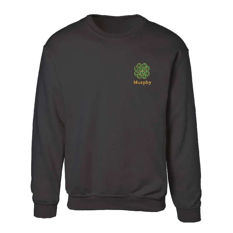 Rugged Outdoor Celtic Clover Knot Embroidered Personalized Sweatshirt- Black