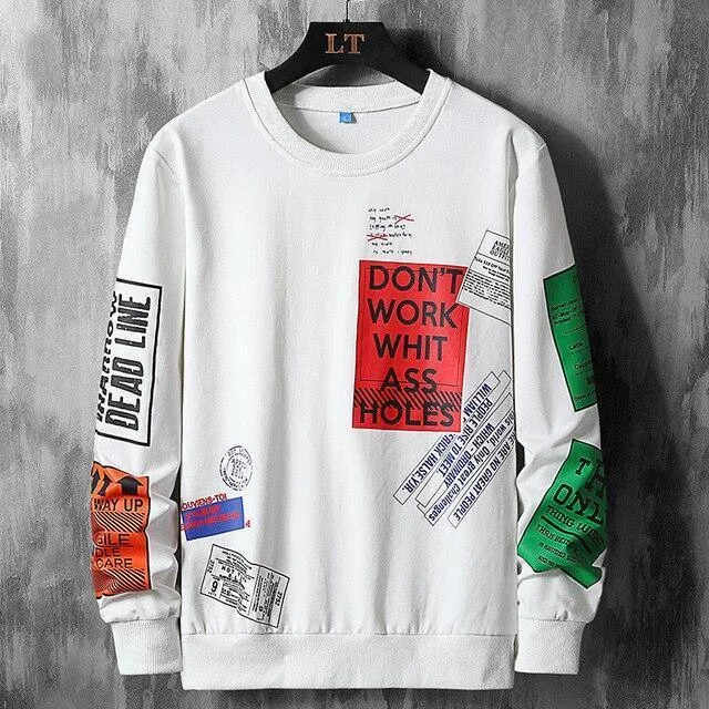 Vintage Boho Don't Work Whit Graffiti Sweatshirt For Men