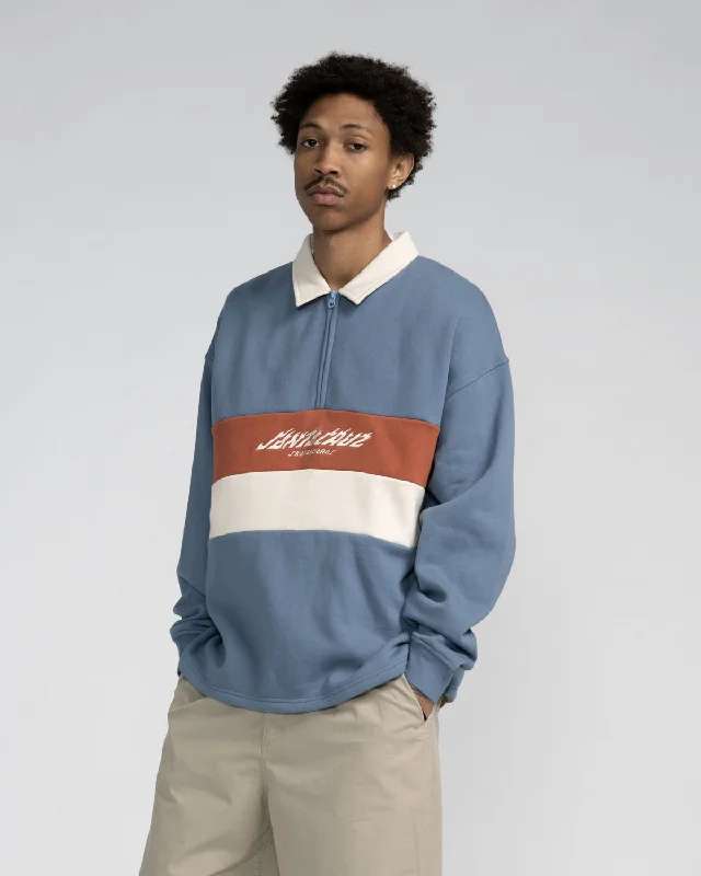 Fashionable Basics Flame Strip Zip Sweatshirt in Dusty Blue