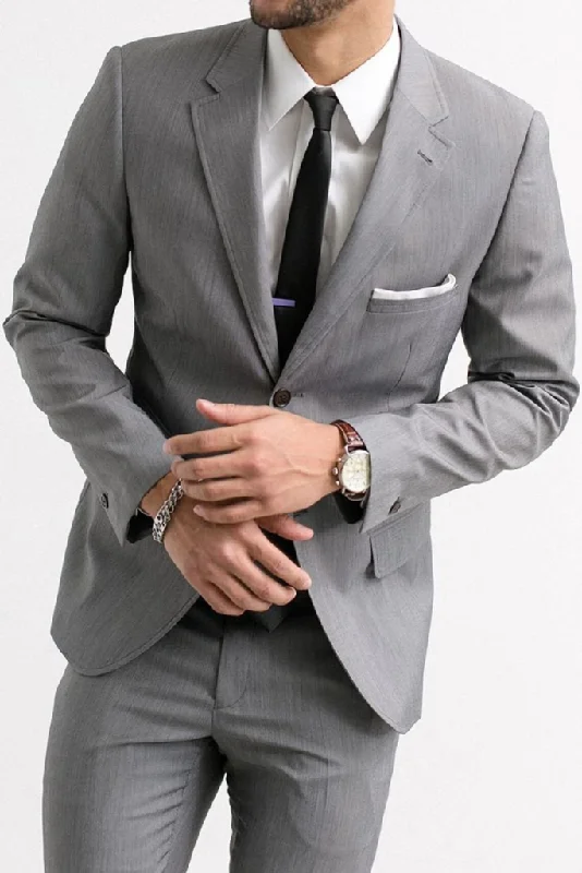 Classic Denim Men Two Piece Suit Grey Wedding Suit Formal Slim Fit Suit One Button Suit Bespoke Tailoring Gift For Him