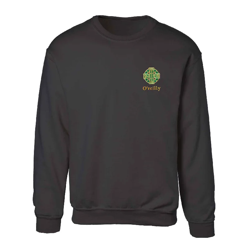 Fashion Forward Celtic Cross Embroidered Personalized Sweatshirt- Black