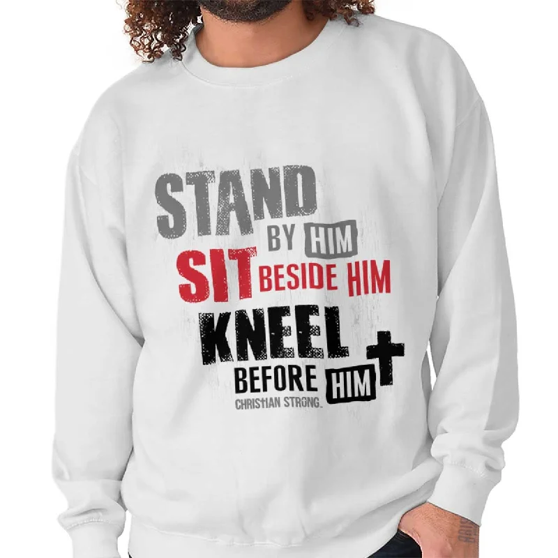 Retro Grunge Stand Sit Kneel Crewneck Sweatshirt