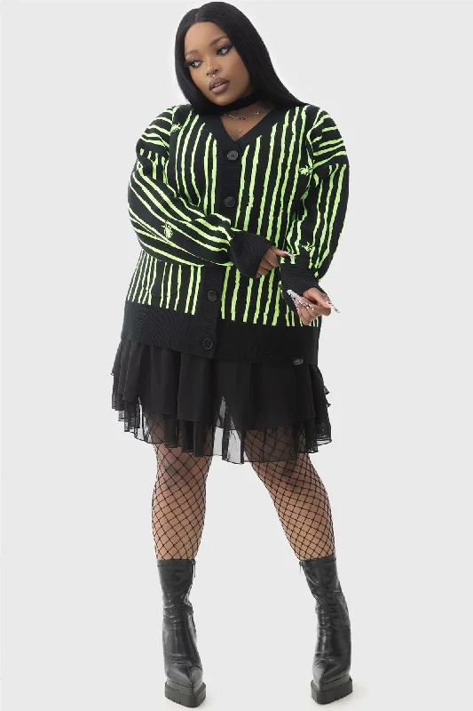 Sporty Edge Beetlejuice Beetlejuice Beetlejuice Intarsia Cardigan [PLUS]