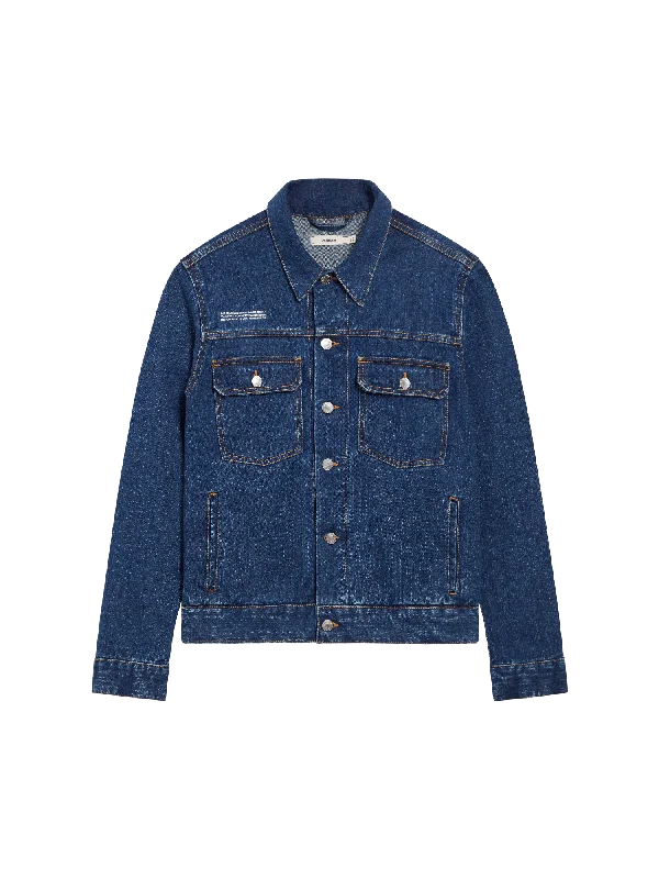 Edgy Fashion Mens Nettle Denim Jacket—mid wash