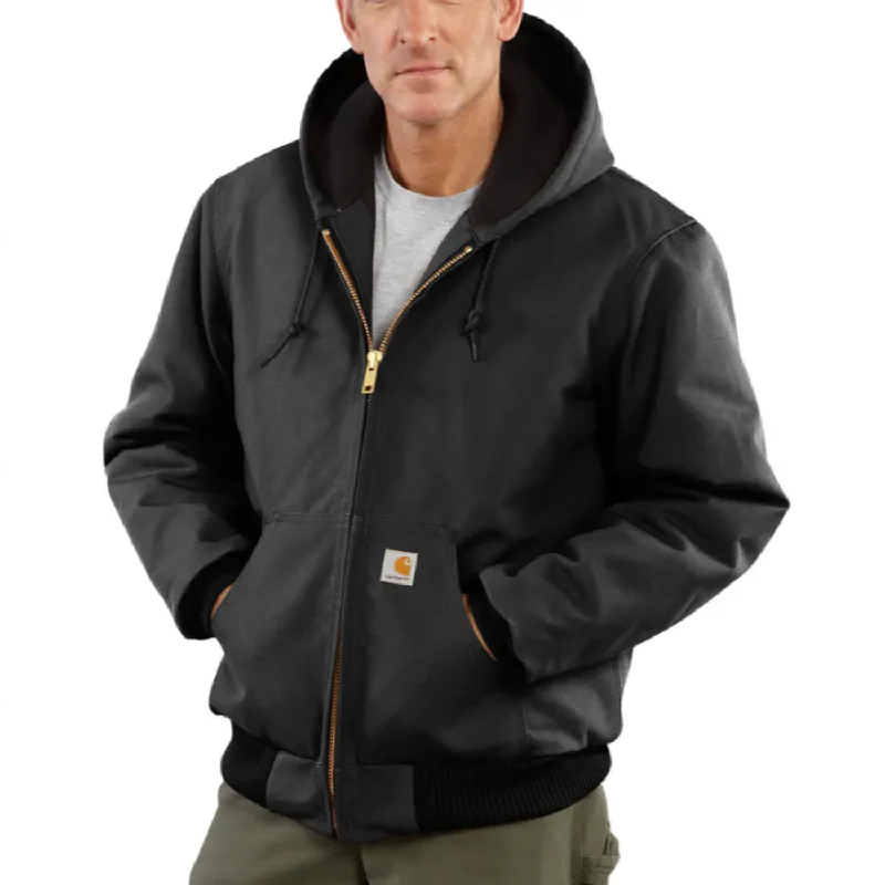 Softcore Fashion Carhartt Men's Flannel Lined Firm Duck Insulated Zip Hooded Jacket