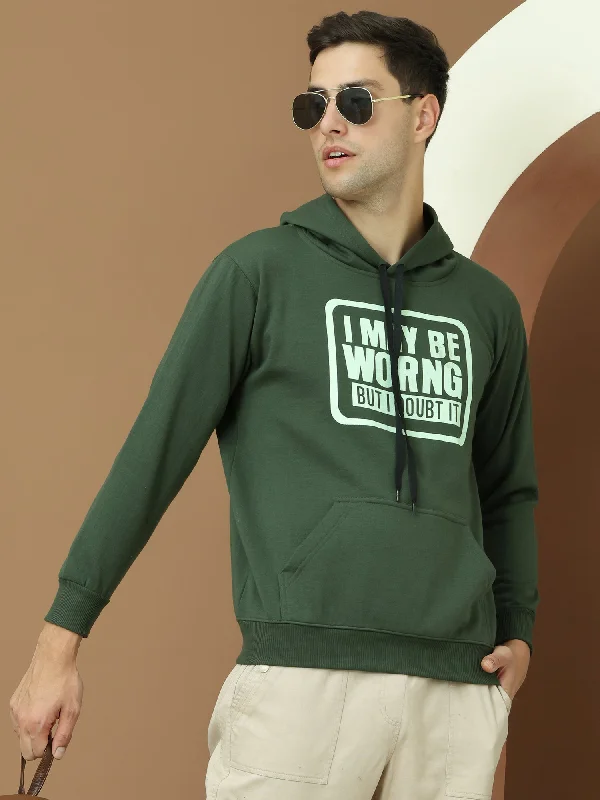 Denim Fashion Mack Jonney Regular Fit Green Printed Hoodie For Men