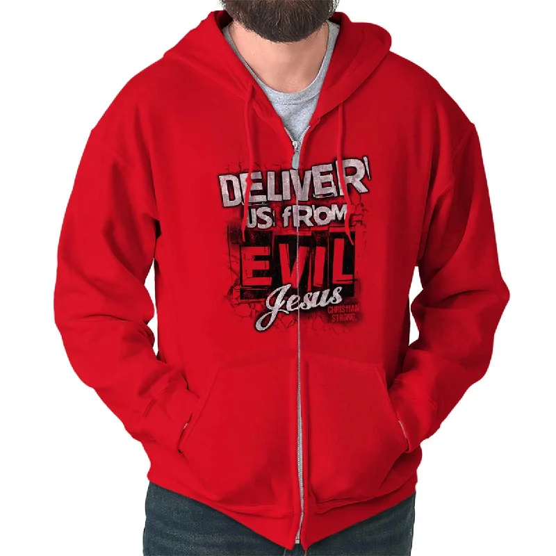 Relaxed Suiting Deliver us from Evil Zip Hoodie