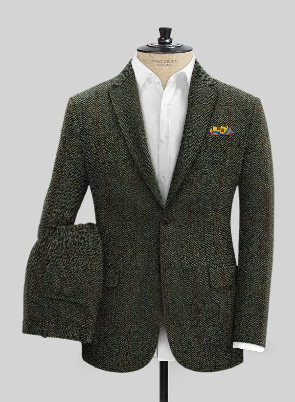 Relaxed Boho Harris Tweed Country Green Suit