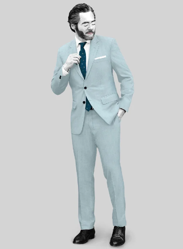 Elevated Casual Napolean Stretch Coral Blue Wool Suit