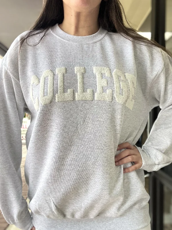 Fashion Statement Fashionable and versatile College Puff Crew Sweatshirt