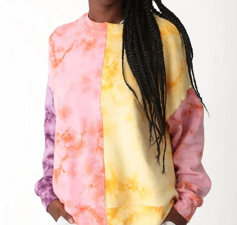 Urban Utility Fashion design Bhodi Patchwork Sweatshirt In Pink/citrus