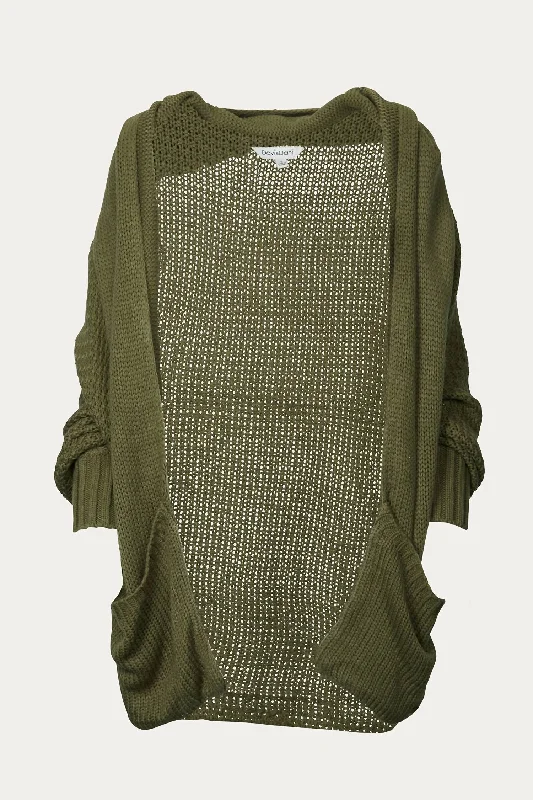 Contemporary Outfit Celebrity style Dolman Slouch Cardigan In Olive