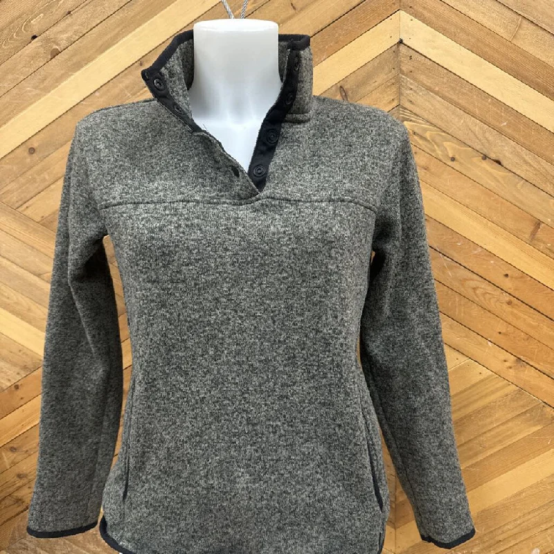 Classic Retro Personalized design Eddie Bauer - Women's 1/4-Snap Fleece Sweater - MSRP $95: Grey-women-SM