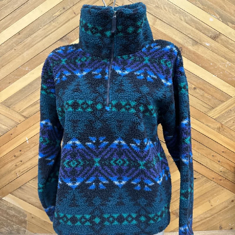 Monochrome Streetwear Elegant wear Eddie Bauer - Women's Patterned 1/4-Zip Fleece - MSRP comp $139: Black/Green/Purple/Blue-women-SM