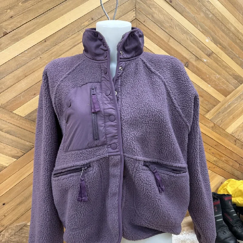 Vintage Modern Luxury style FP Movement - Women's Button-Up Fleece - MSRP $200: Purple-women-MD