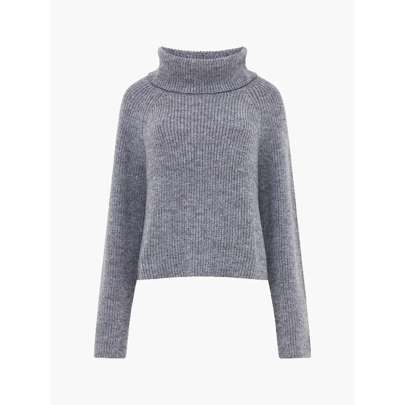 French Connection Mersai Rollneck Jumper in Stone Grey Melange 78XDV