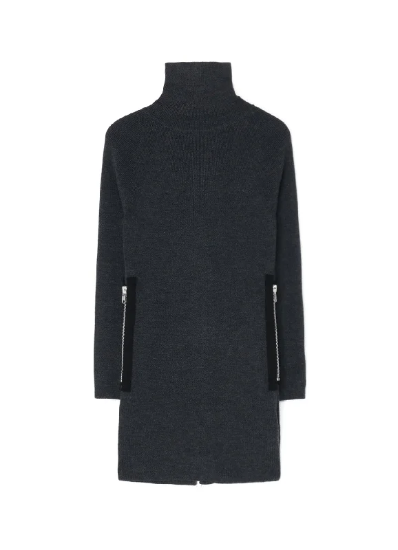 SOFT WOOL TURTLENECK PULLOVER DRESS WITH FASTENER