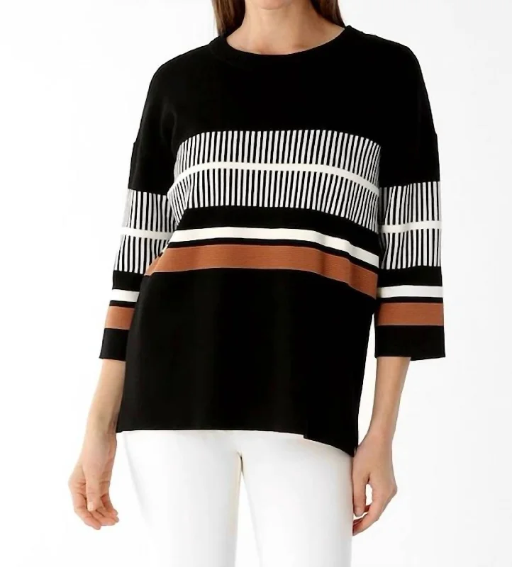 Bold Statement Fresh and capable Margaret Multi-Tone Sweater In Black