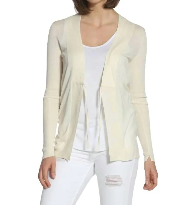 Simplistic Layers Comfortable and versatile Mixed Yarn Cardigan In White