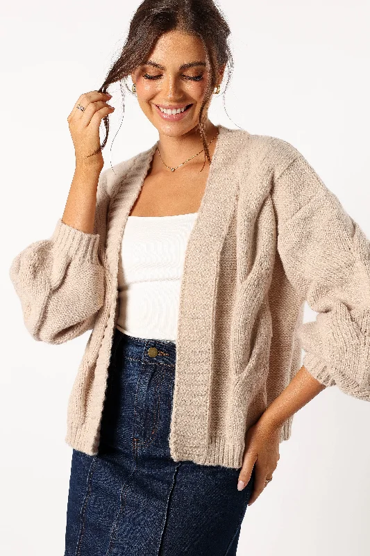 Oaklee Large Knit Back Cardigan - Tan